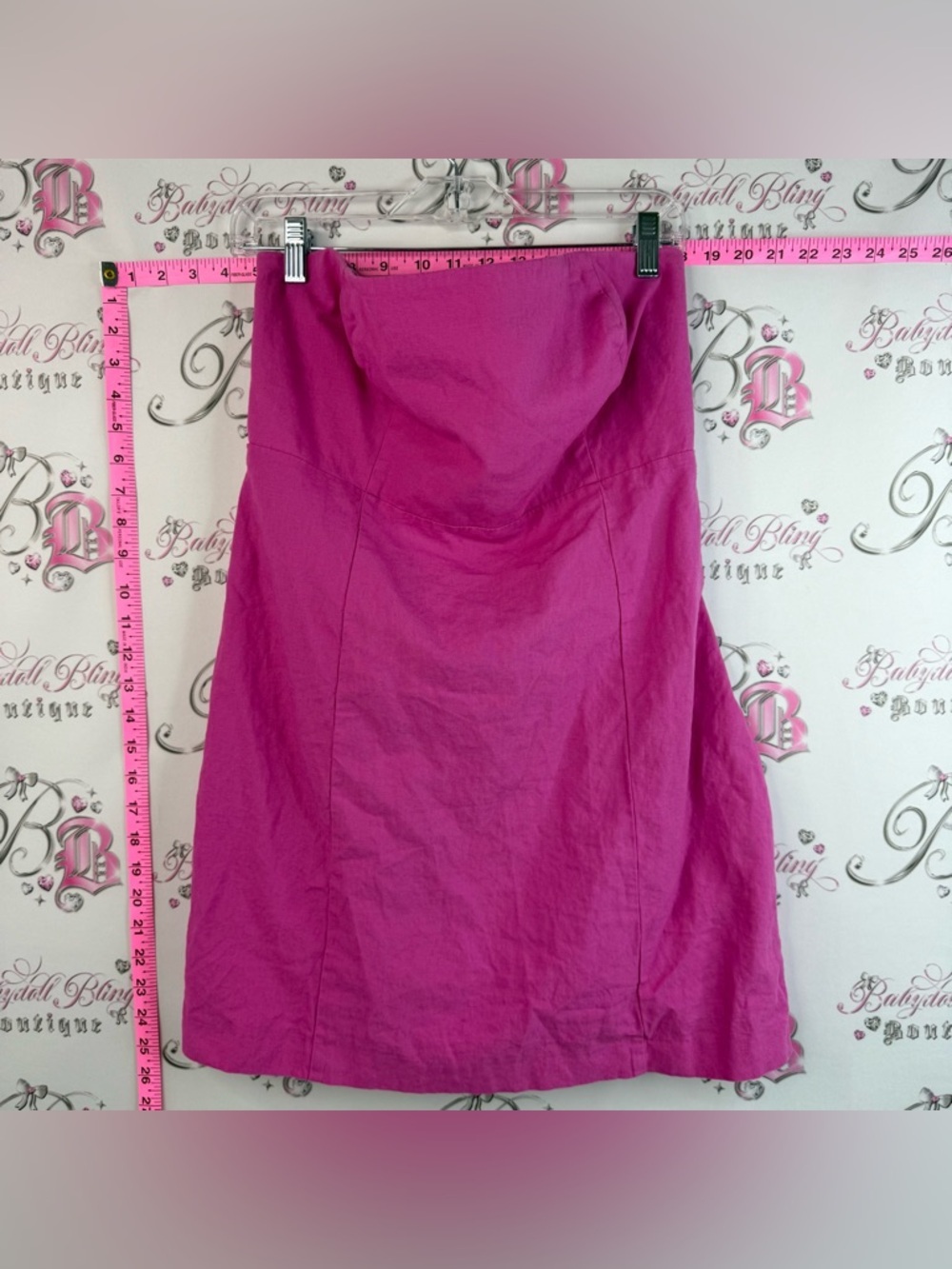 GAP dress pink Woman’s Strapless Hot Pink A-Line Mini Dress Ruched Back Zip Up